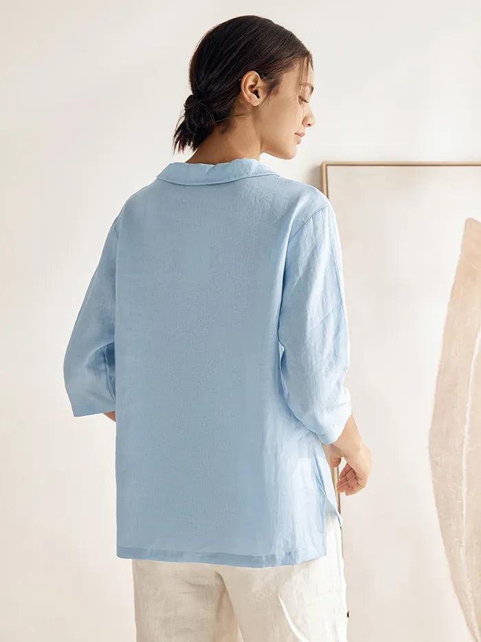 Jasmine Women's Top | 100% Linen, Relaxed Fit, Asymmetrical Hem
