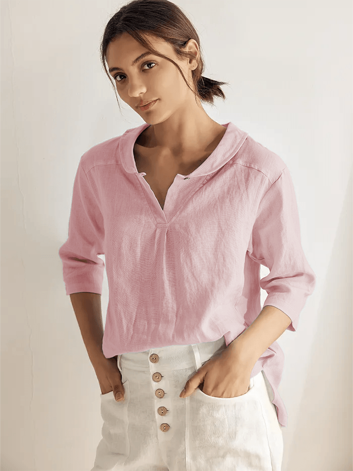Jasmine Women's Top | 100% Linen, Relaxed Fit, Asymmetrical Hem