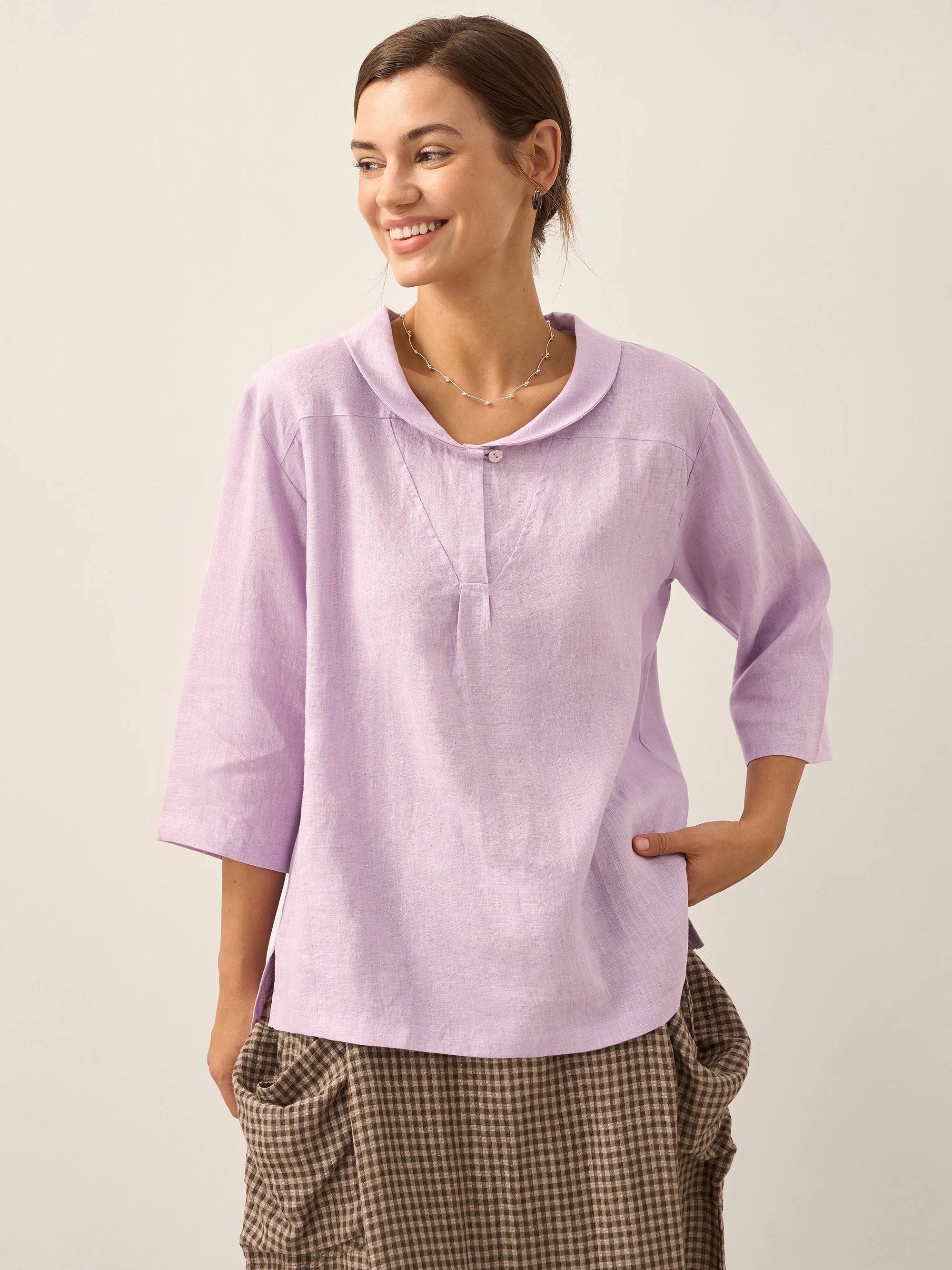 Jasmine Women's Top | 100% Linen, Relaxed Fit, Asymmetrical Hem