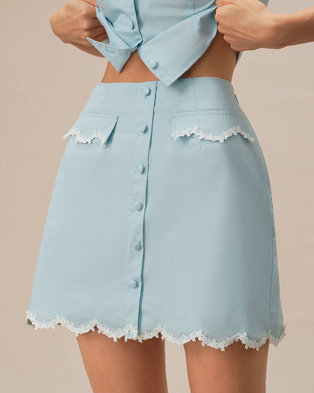 Lara Women's Mini Skirt | 100% Cotton, Lace A-Line with Pockets