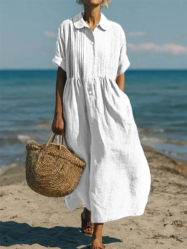 Lila Women's Shirt Dress | Organic Cotton, Button-Up Midi 0
