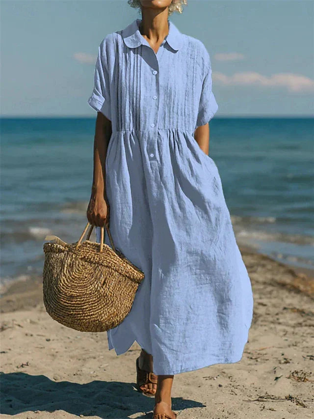 Lila Women's Shirt Dress | Organic Cotton, Button-Up Midi 1