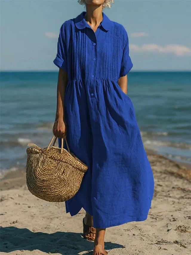 Lila Women's Shirt Dress | Organic Cotton, Button-Up Midi 2