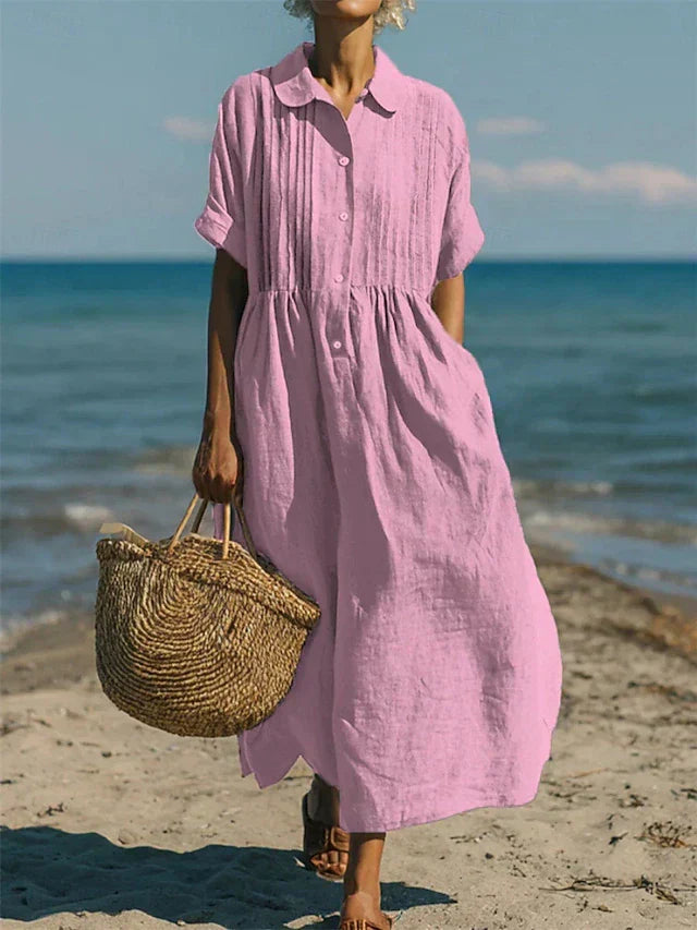 Lila Women's Shirt Dress | Organic Cotton, Button-Up Midi 3