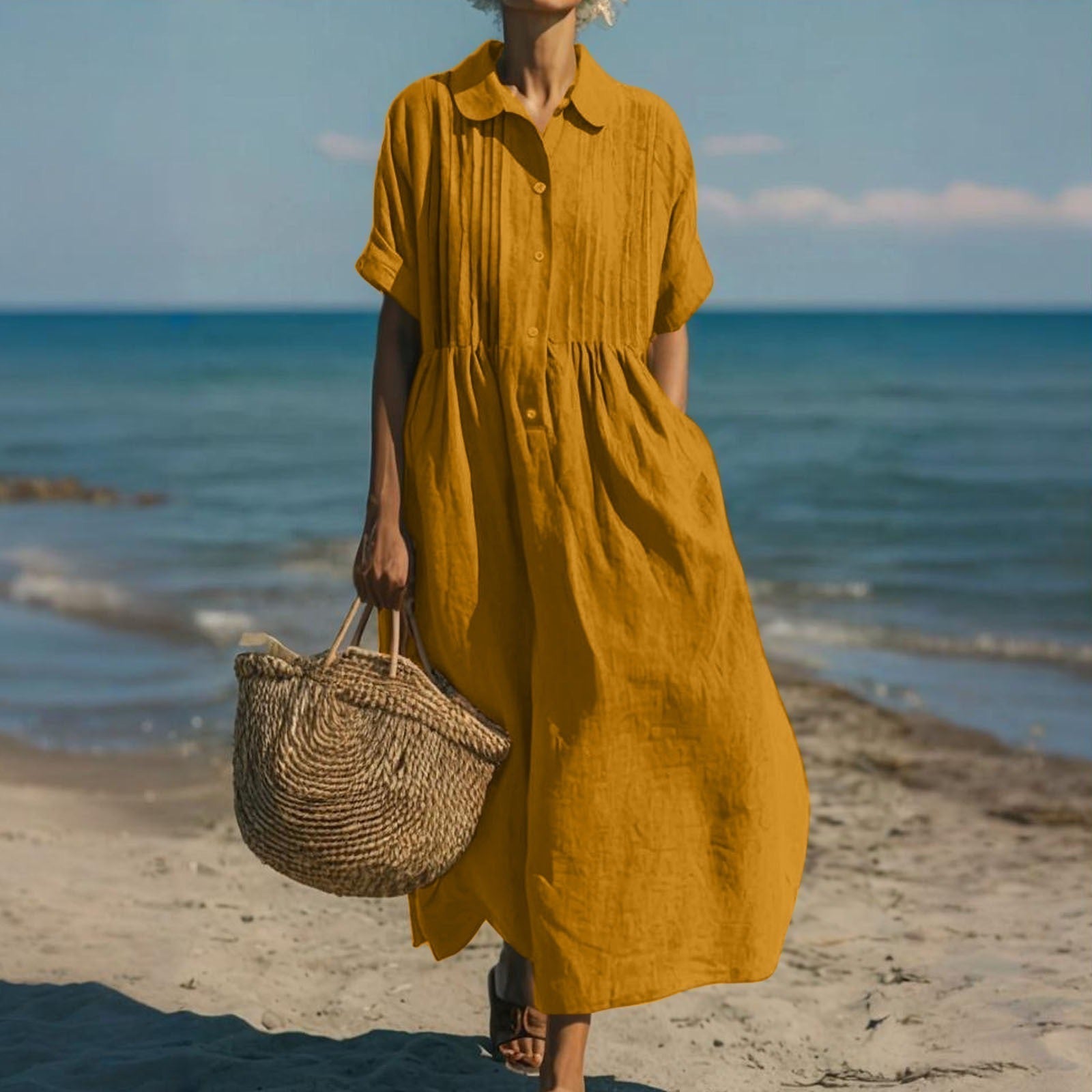 Lila Women's Shirt Dress | Organic Cotton, Button-Up Midi 4