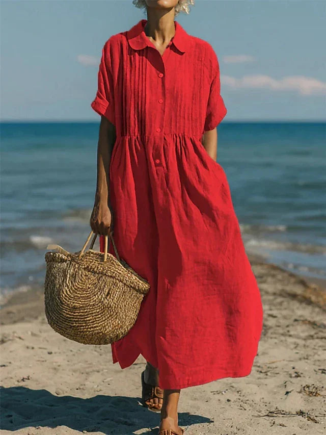Lila Women's Shirt Dress | Organic Cotton, Button-Up Midi 5