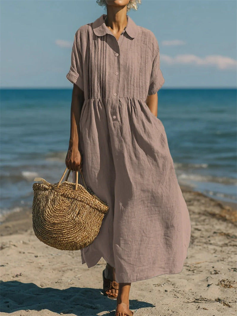 Lila Women's Shirt Dress | Organic Cotton, Button-Up Midi 7