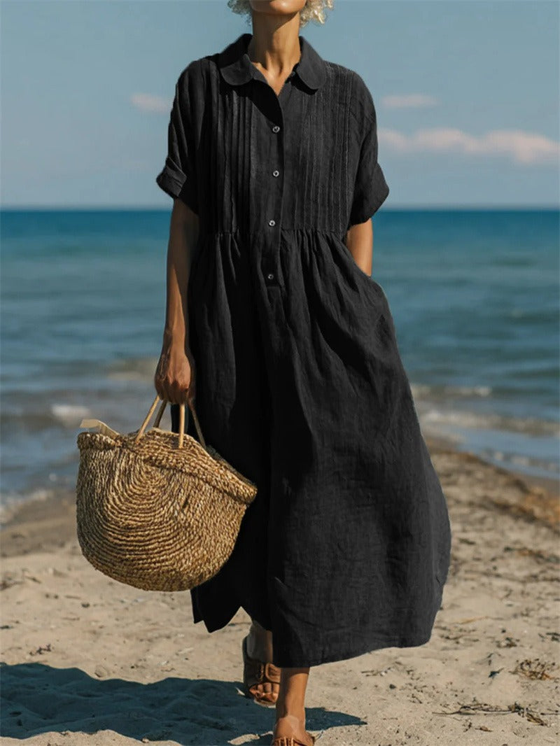 Lila Women's Shirt Dress | Organic Cotton, Button-Up Midi 8