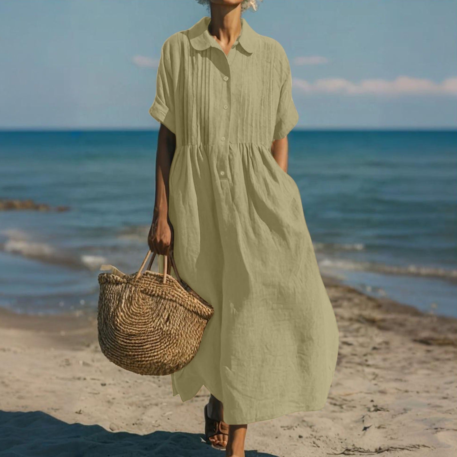 Lila Women's Shirt Dress | Organic Cotton, Button-Up Midi 9