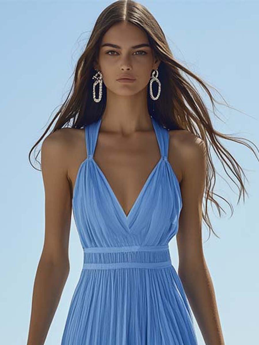 Luna Women's Maxi Dress | Premium Chiffon, V-Neck Sleeveless 2