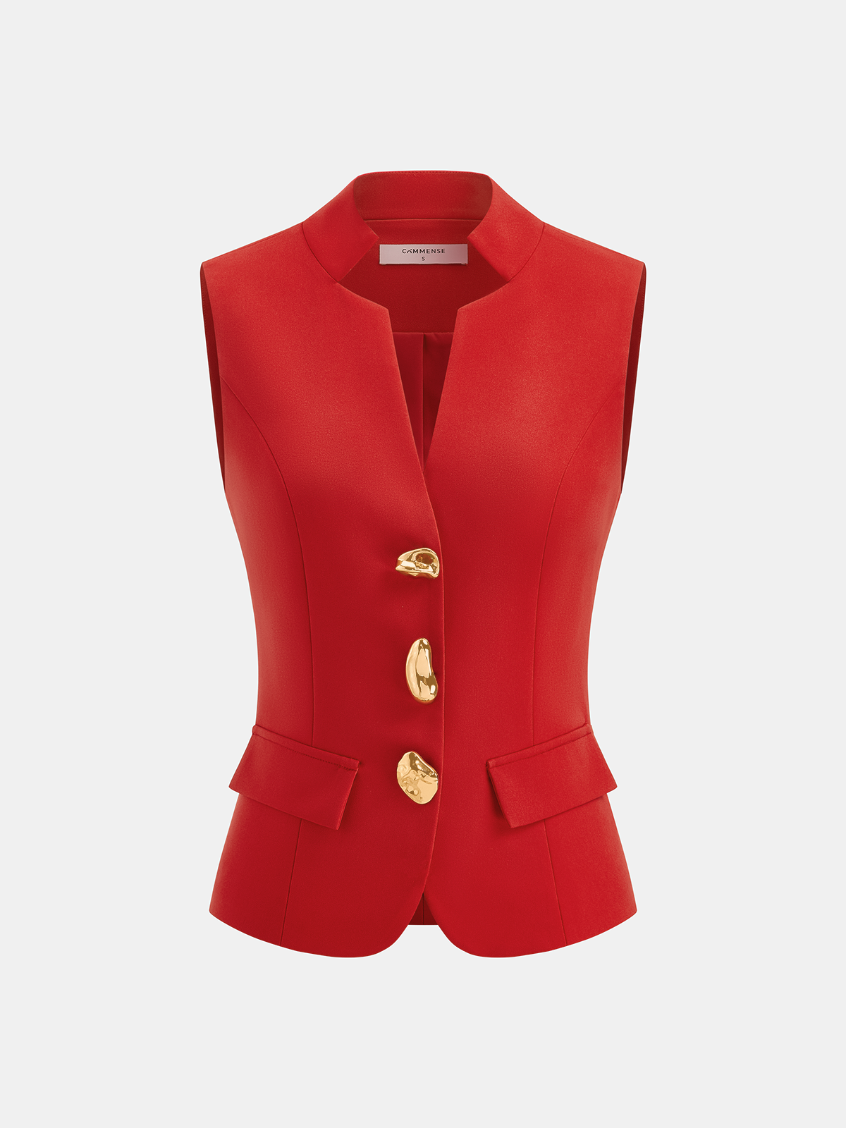 Mara Women's Black Vest | Woven Fabric, Sleek Sleeveless Blazer