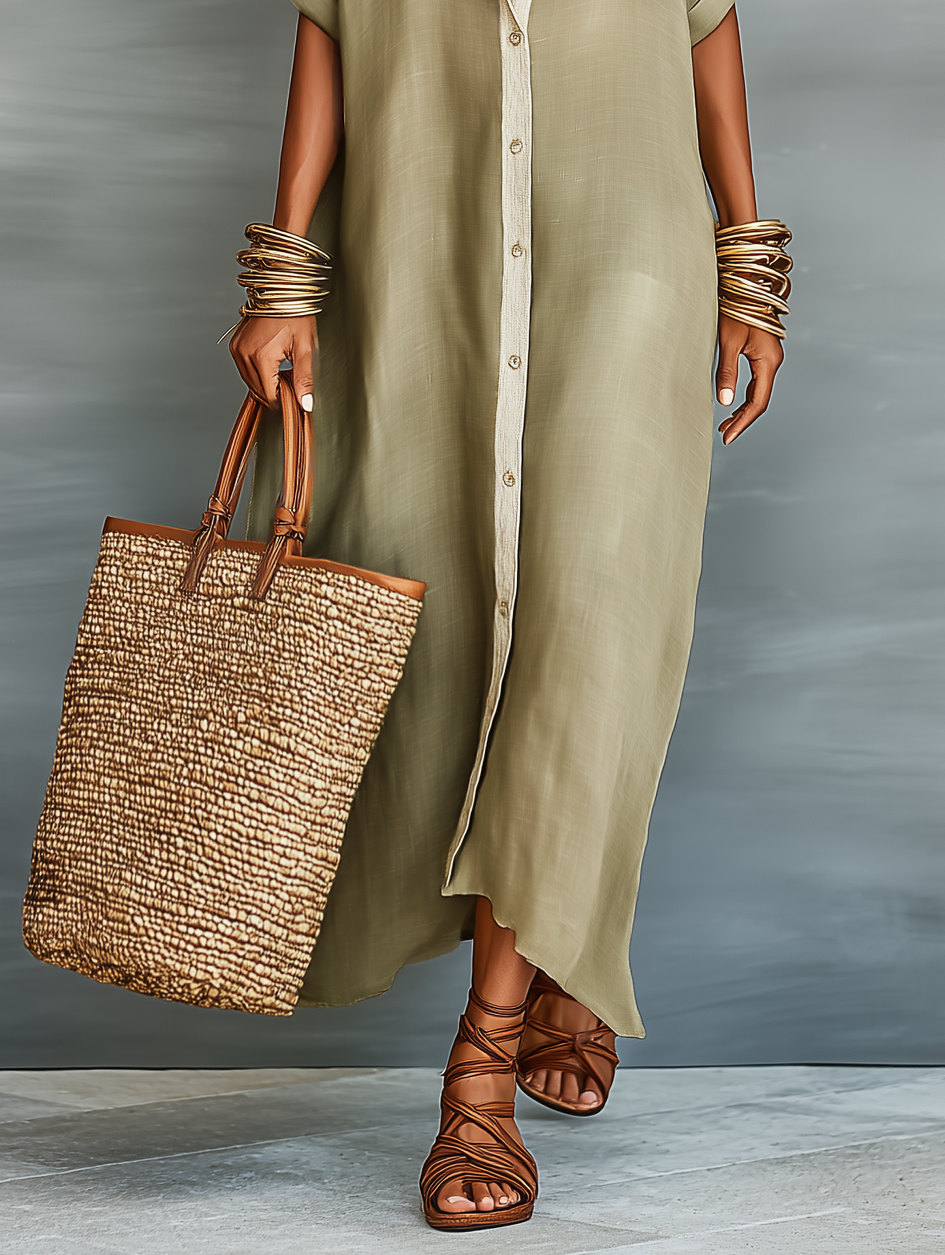 Mara Women's Maxi Dress | Linen Blend, Short Sleeve Elegant Summer Dress
