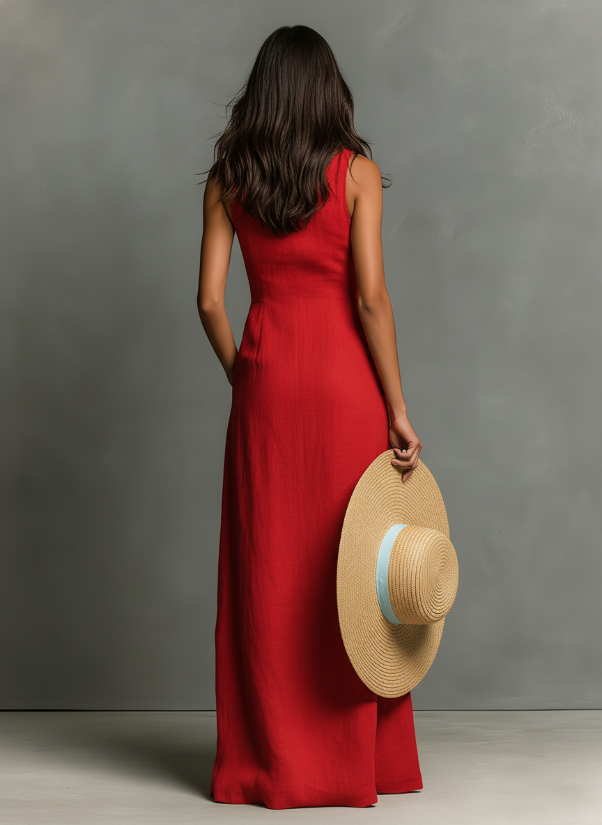 Mara Women's Maxi Dress | Linen Blend, Sleeveless 1