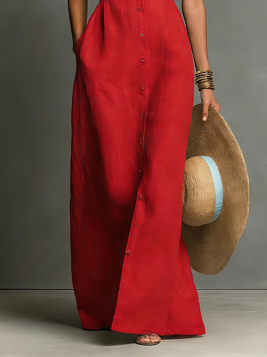 Mara Women's Maxi Dress | Linen Blend, Sleeveless 3