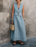 Maya Women's Maxi Dress | Breathable Linen Blend, Sleeveless White Dress