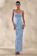 Mira Women's Maxi Dress | Sequin Bandeau, Light Blue