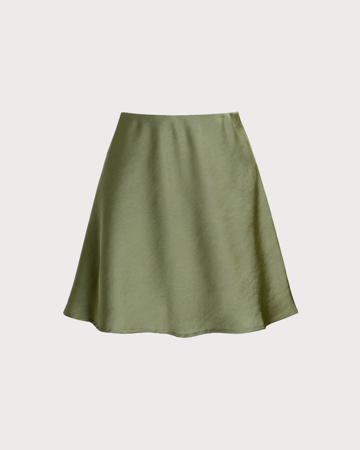 Mira Women's Mini Skirt | Satin A-Line, Elastic Waist, Moss Green