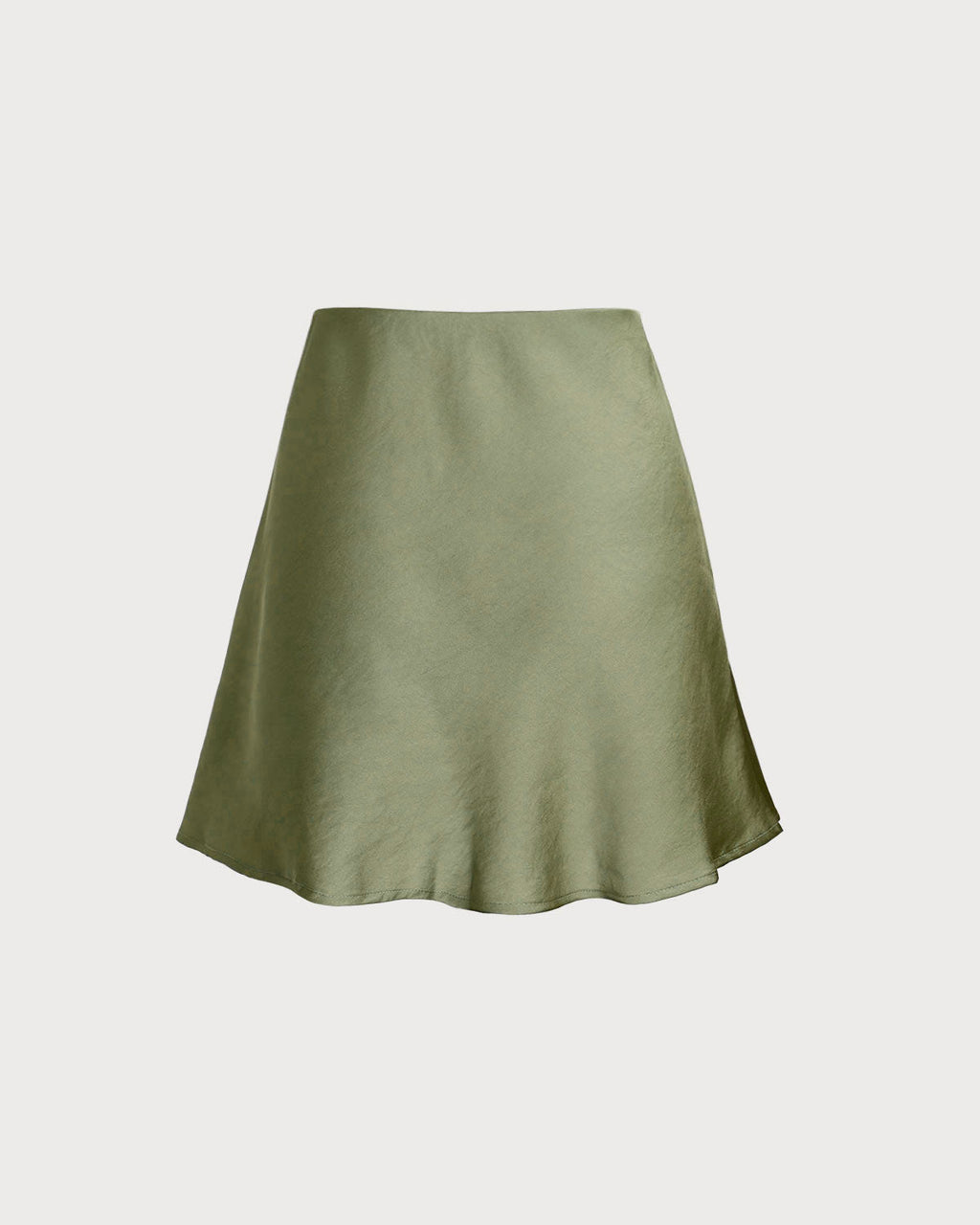 Mira Women's Mini Skirt | Satin A-Line, Elastic Waist, Moss Green