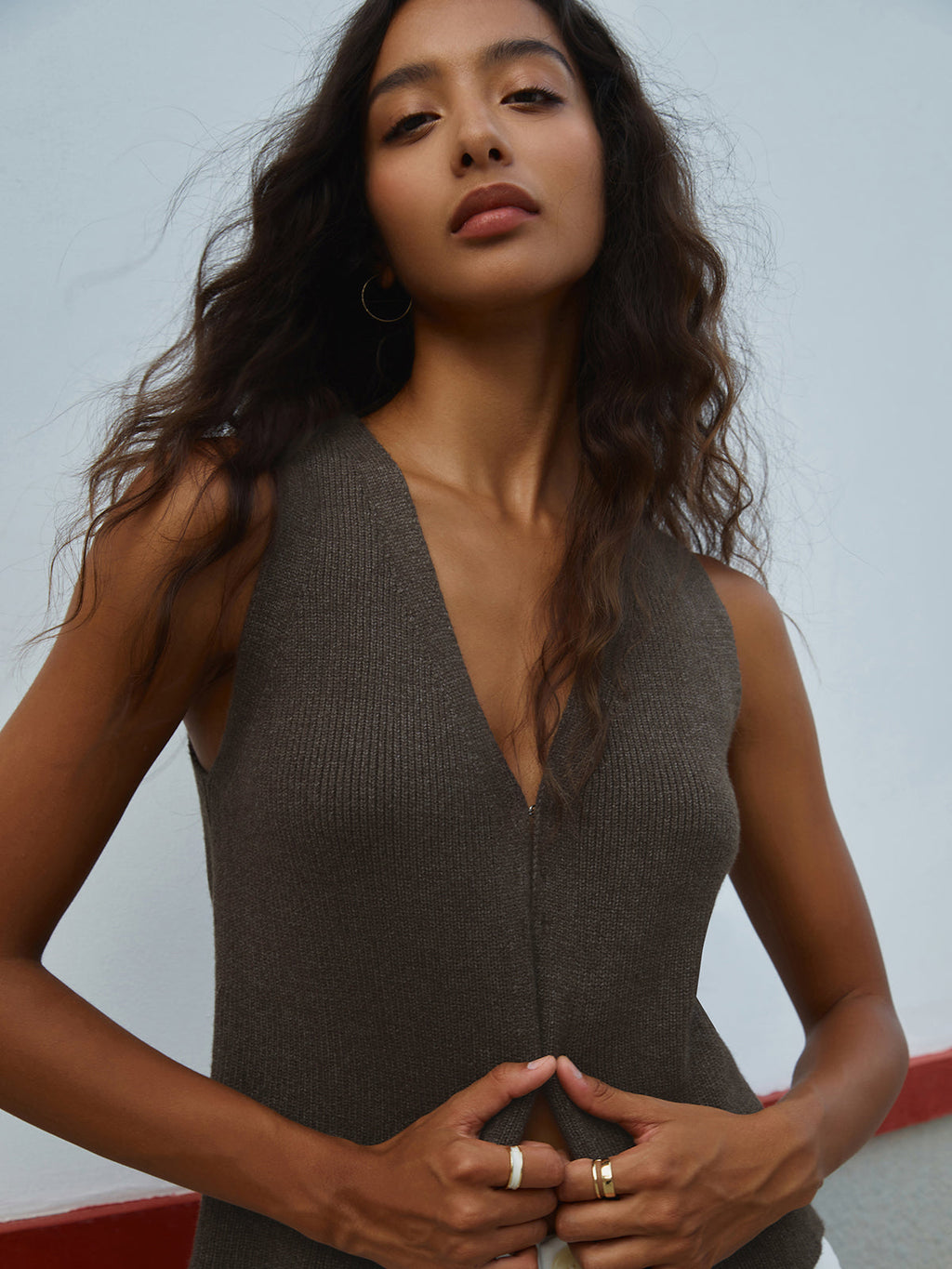 Mira Women's Sweater Vest | Ribbed Knit, Slim Fit