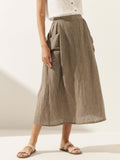 Olivia Women's Midi Skirt | Linen-Cotton Blend, Relaxed Fit
