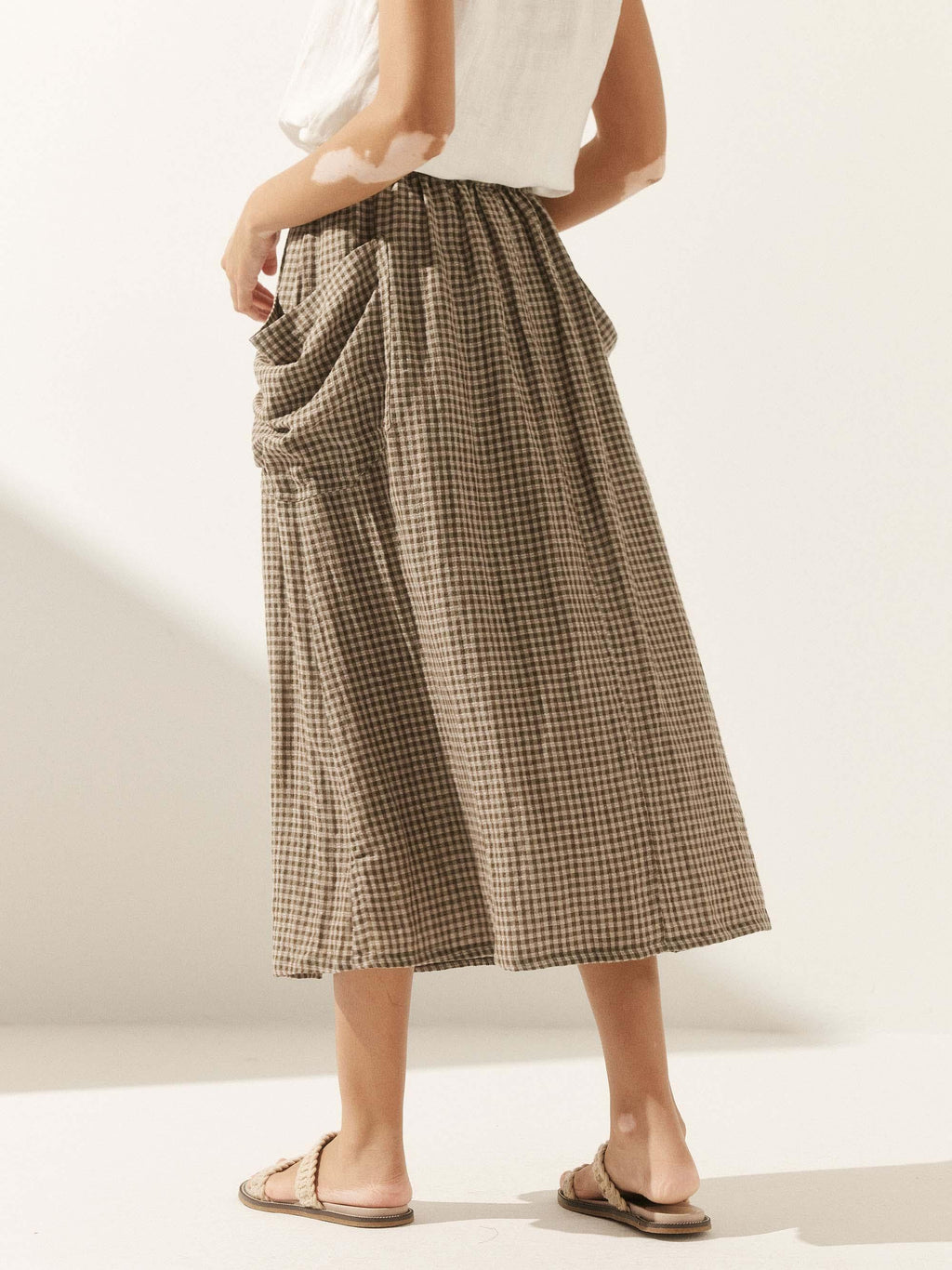 Olivia Women's Midi Skirt | Linen-Cotton Blend, Relaxed Fit