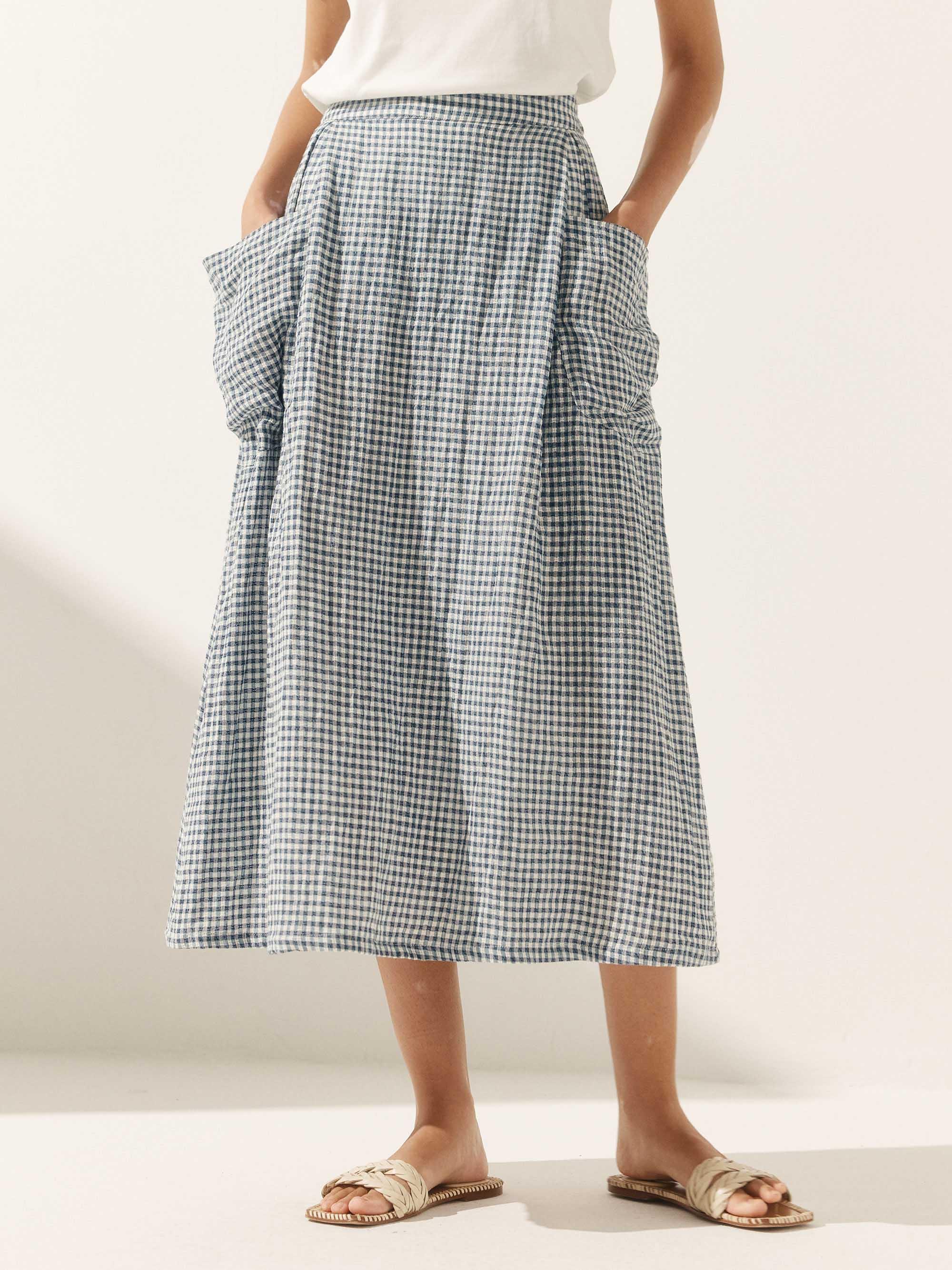 Olivia Women's Midi Skirt | Linen-Cotton Blend, Relaxed Fit