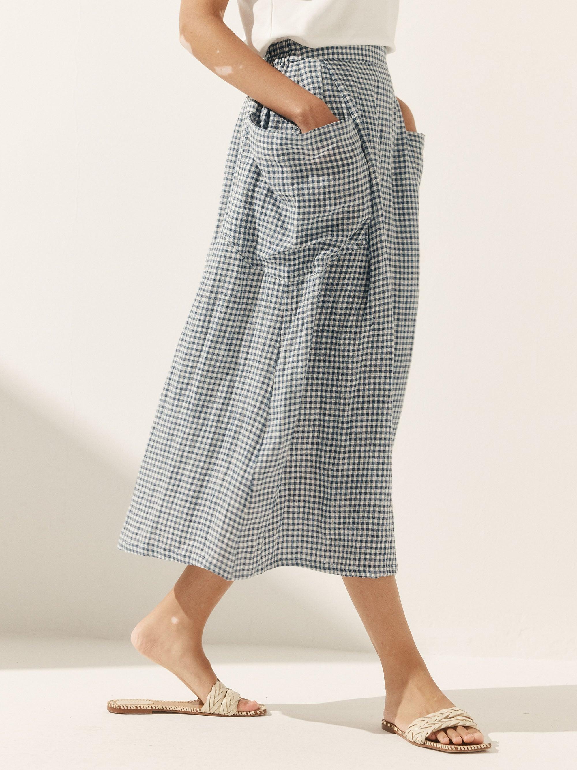 Olivia Women's Midi Skirt | Linen-Cotton Blend, Relaxed Fit