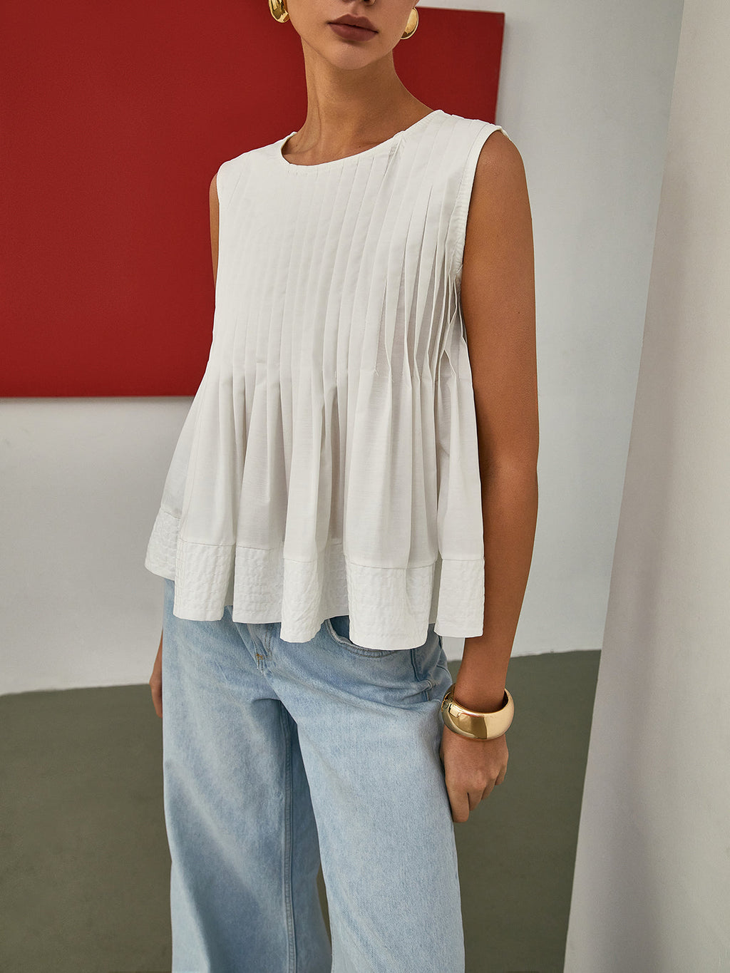 Pia Women's Blouse | Pleated Peplum, Woven Fabric