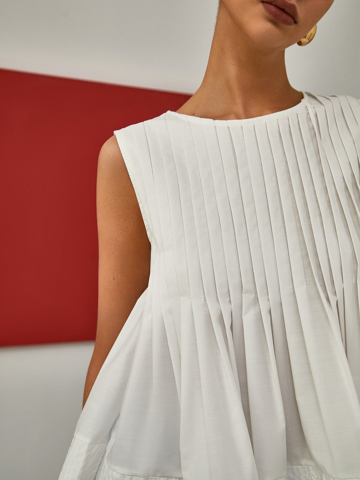 Pia Women's Blouse | Pleated Peplum, Woven Fabric