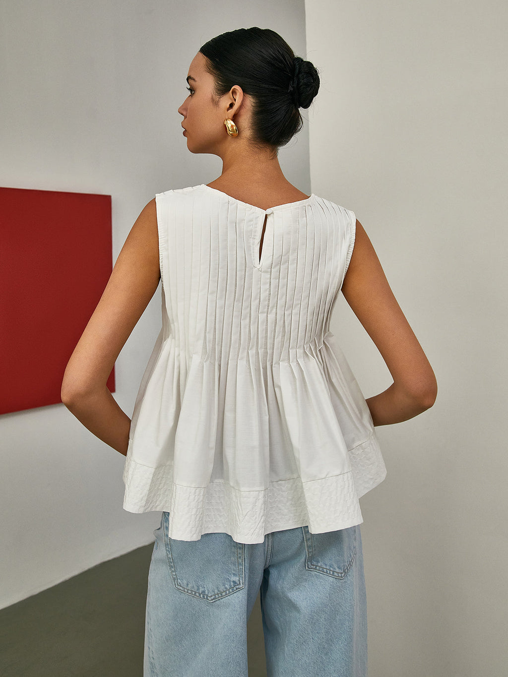 Pia Women's Blouse | Pleated Peplum, Woven Fabric