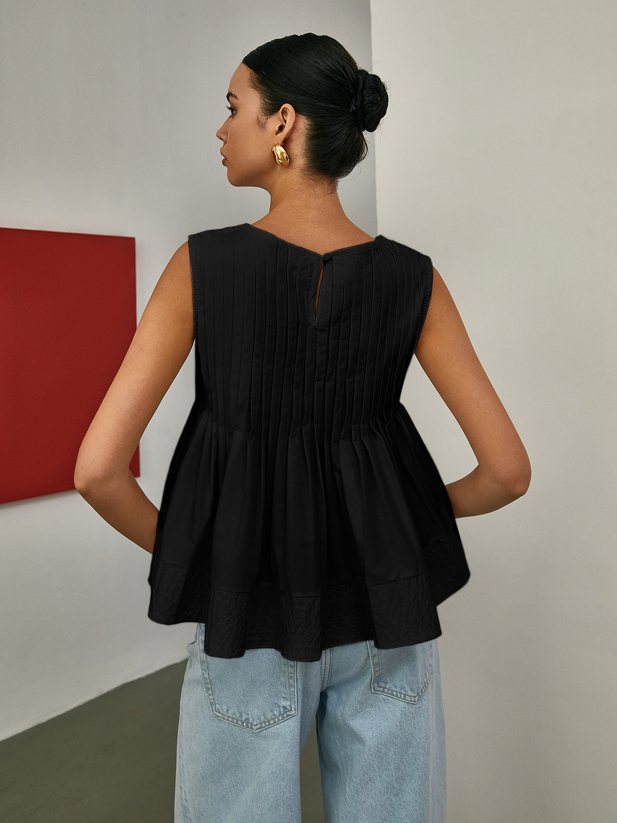 Pia Women's Blouse | Pleated Peplum, Woven Fabric