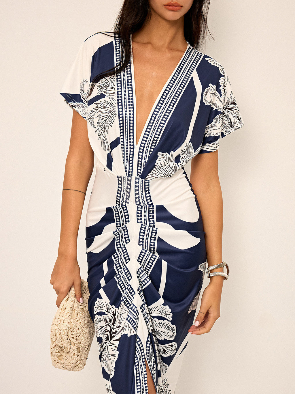 Piper Women's Midi Dress | V-Neck Jersey Fabric, Slim Fit