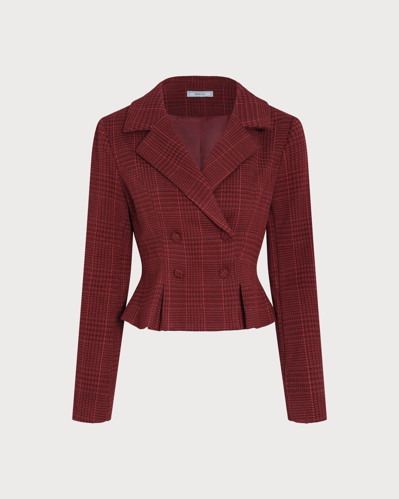 Raven Women's Jacket | Plaid Double Breasted, Ruched Details