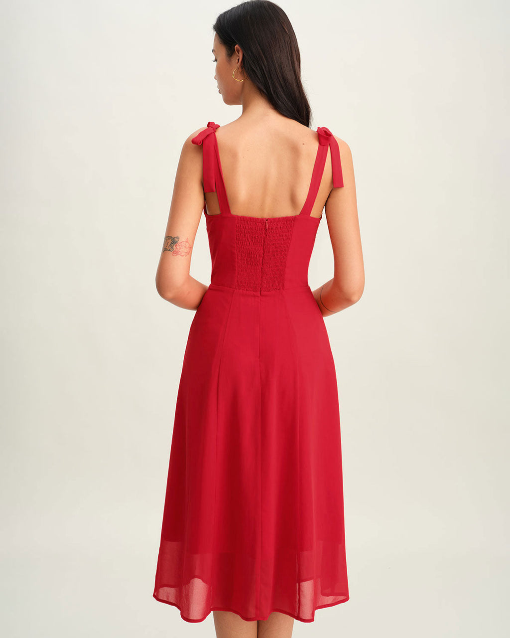 Rhea Women's Midi Dress | Sweetheart Neck, A-Line Polyester