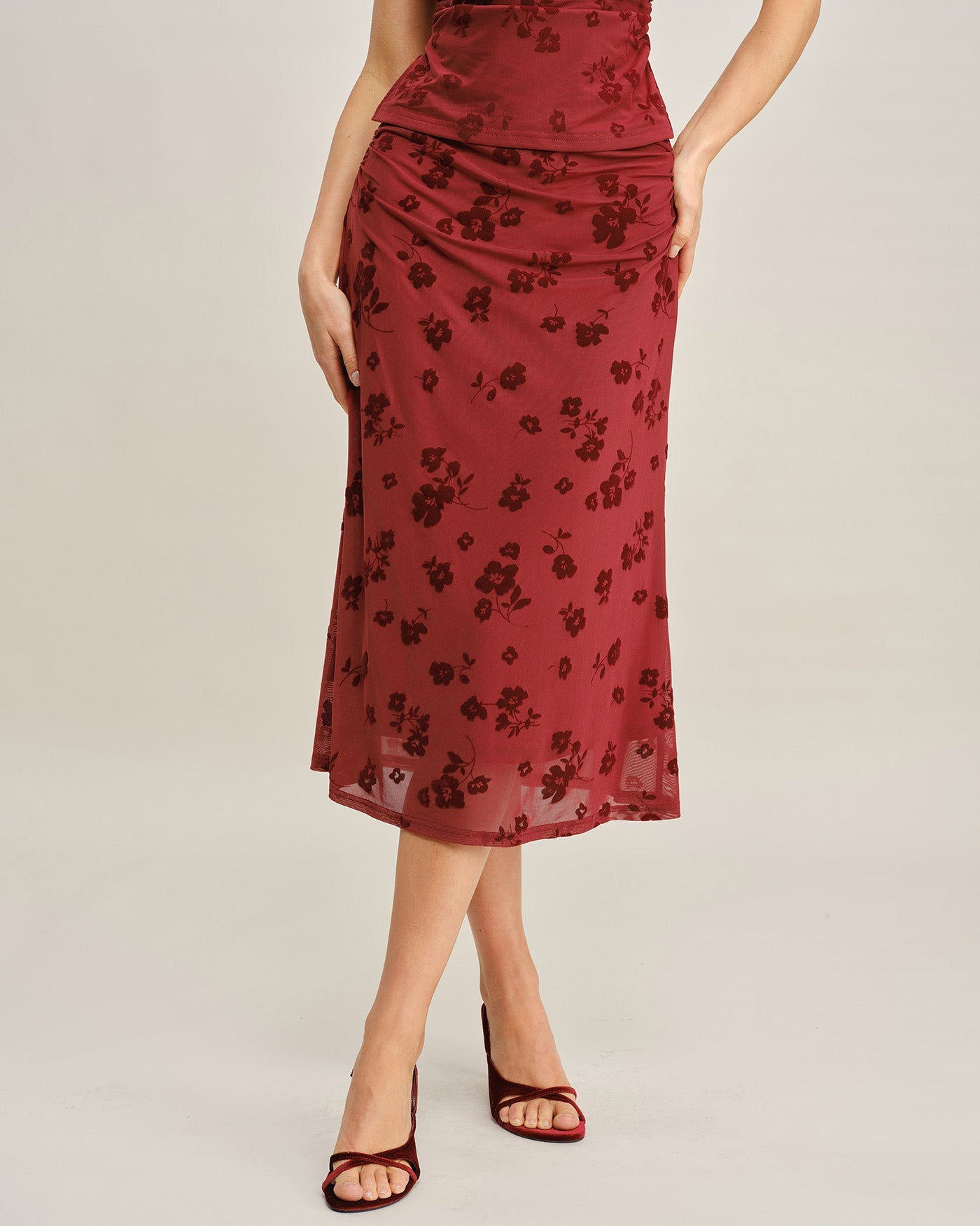 Rhea Women's Midi Skirt | Floral Print, Mermaid Silhouette