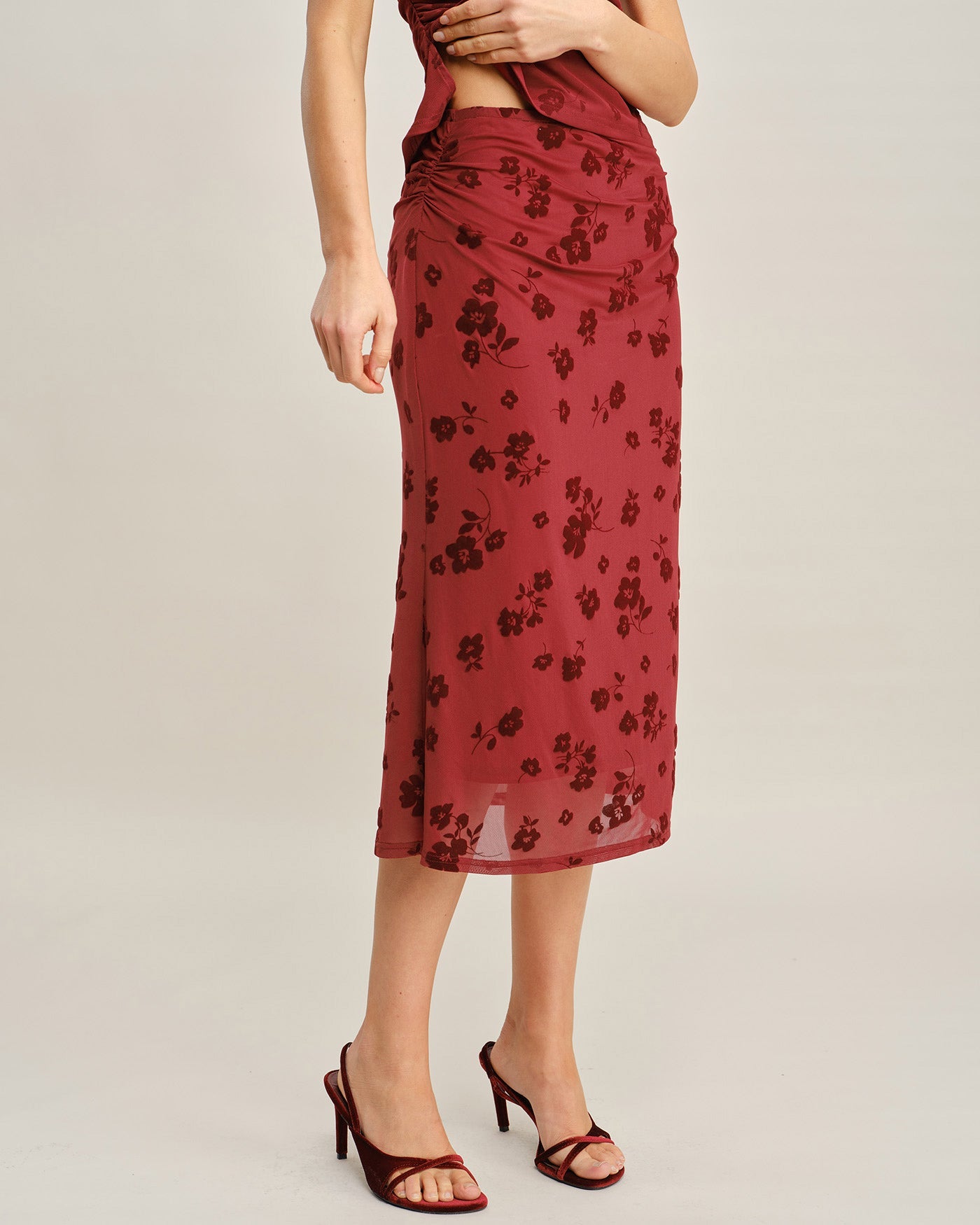 Rhea Women's Midi Skirt | Floral Print, Mermaid Silhouette