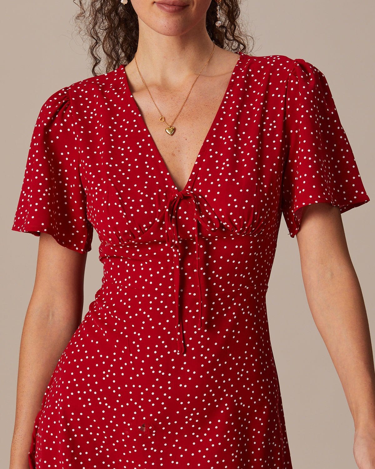 Rhea Women's Mini Dress | Polka Dot V-Neck, Flounce Hem