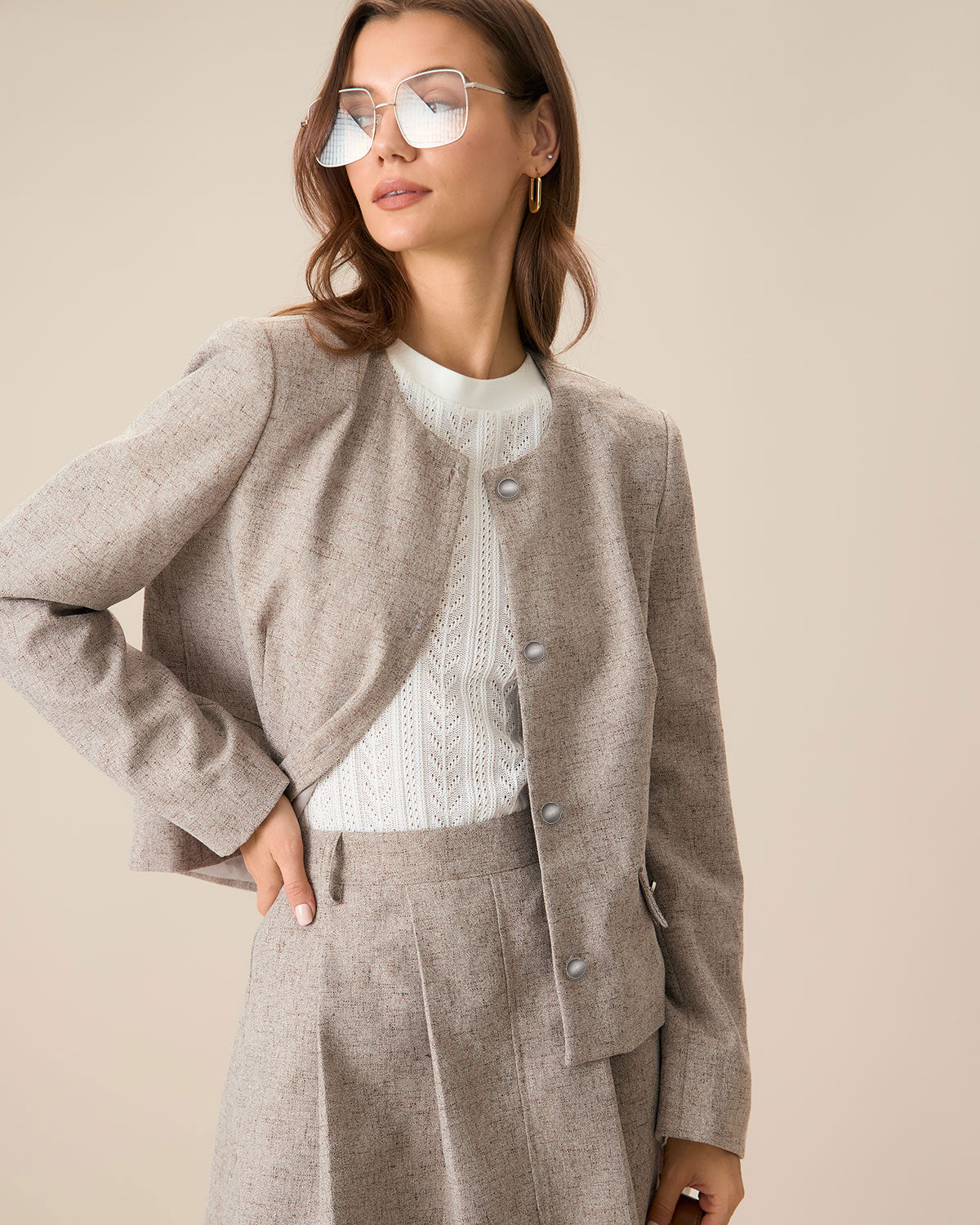 Riley Women's Jacket | Polyester Blend, Tailored Fit, Khaki