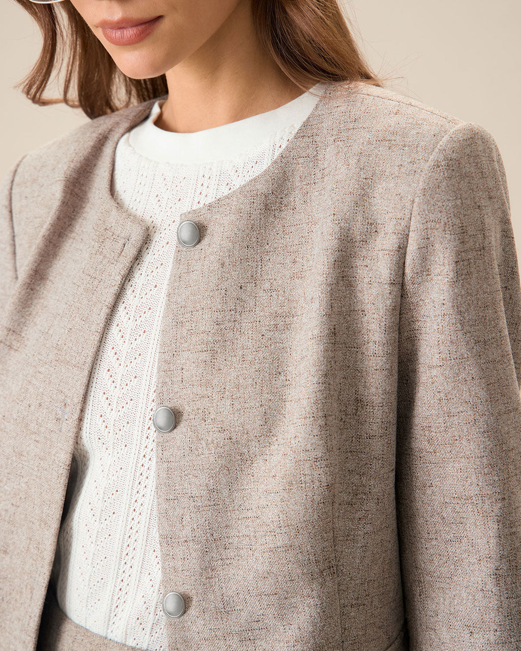 Riley Women's Jacket | Polyester Blend, Tailored Fit, Khaki