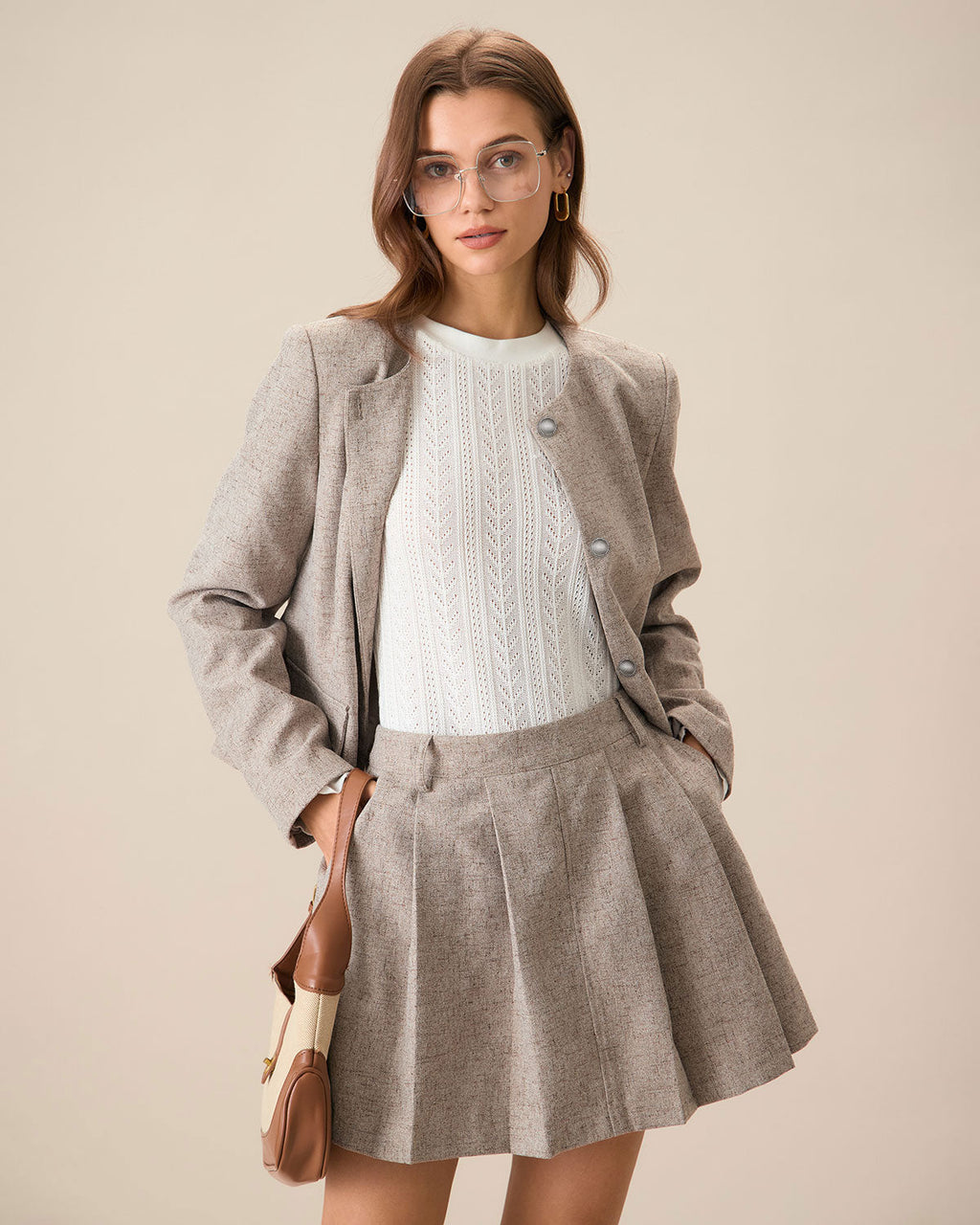 Riley Women's Jacket | Polyester Blend, Tailored Fit, Khaki