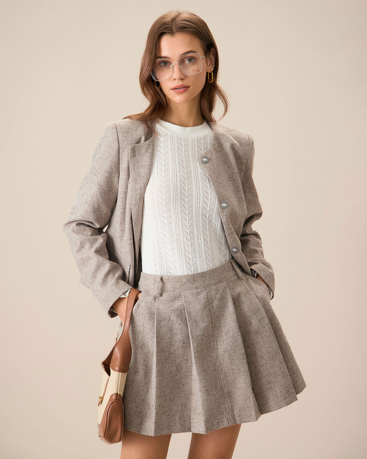 Riley Women's Jacket | Polyester Blend, Tailored Fit, Khaki