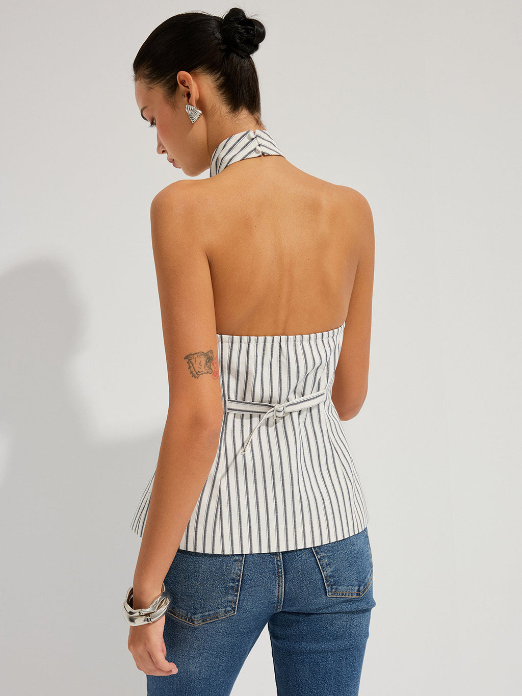 Sienna Women's Halter Vest | 100% Cotton, Striped Design