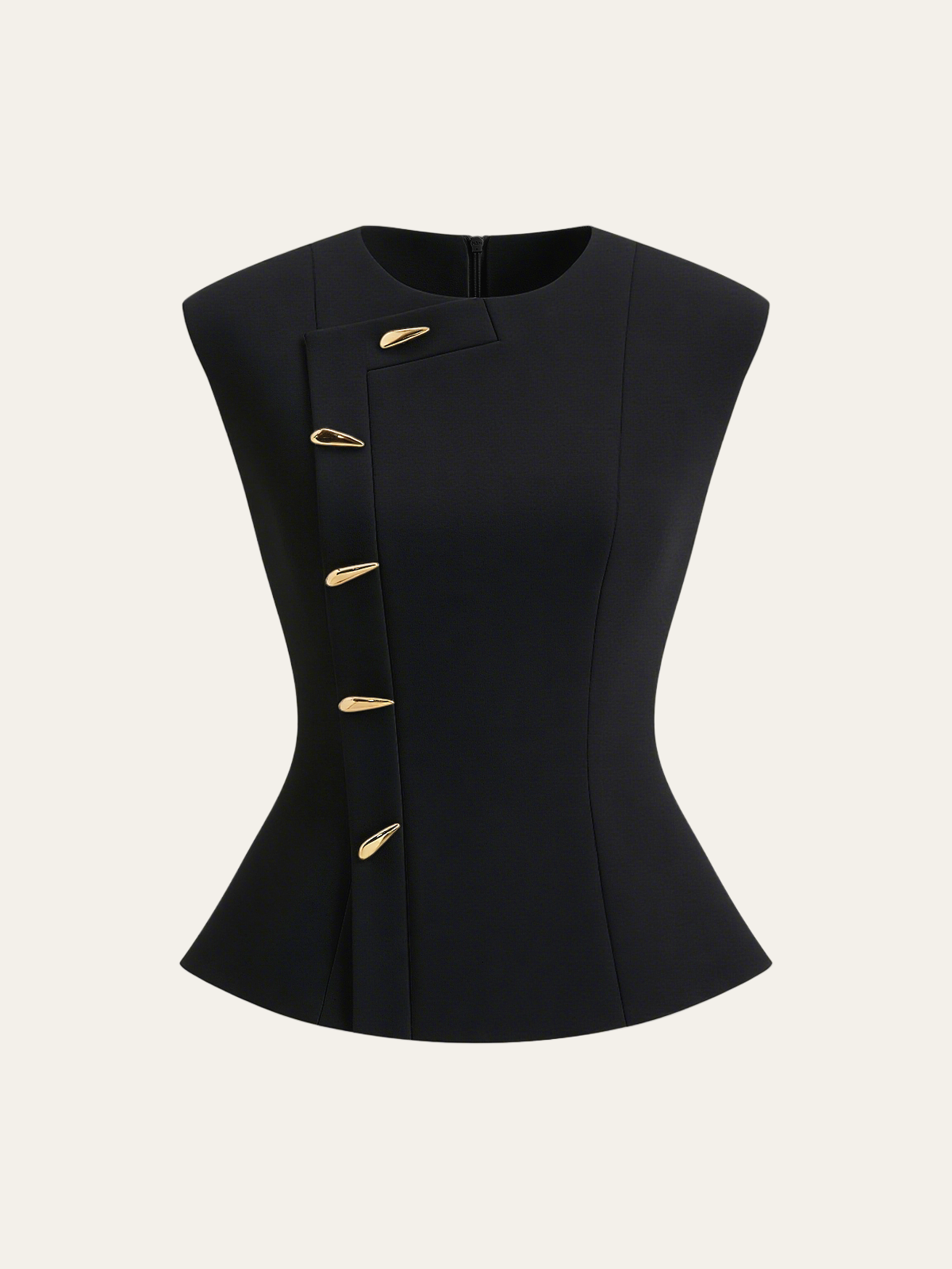 Sienna Women's Top | Woven Fabric, Peplum Silhouette, Metal Buttons