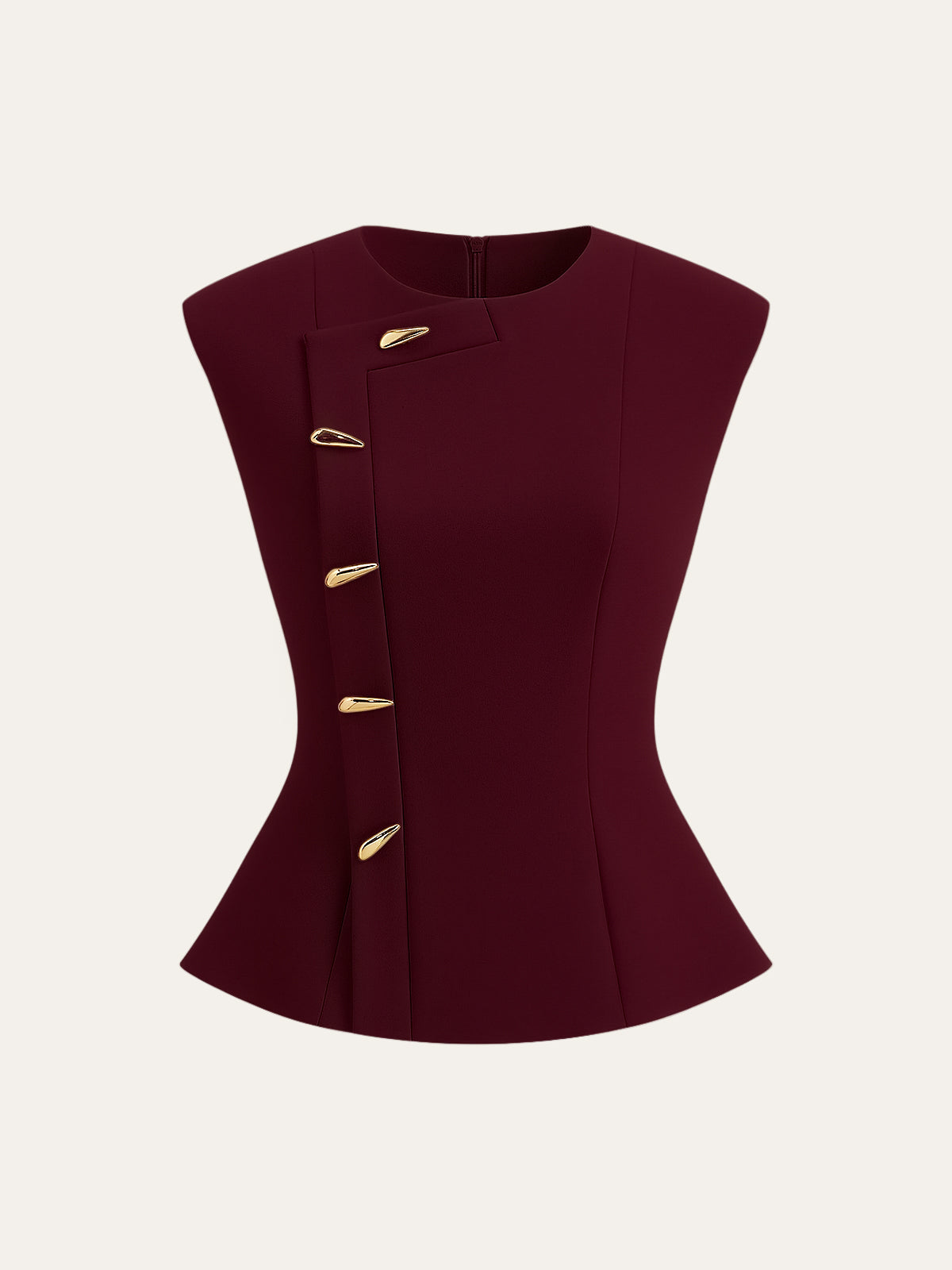 Sienna Women's Top | Woven Fabric, Peplum Silhouette, Metal Buttons