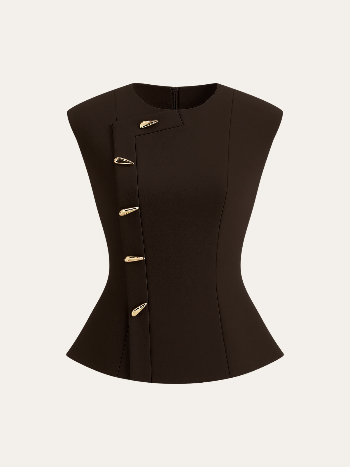 Sienna Women's Top | Woven Fabric, Peplum Silhouette, Metal Buttons