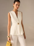 Sienna Women's Vest | Woven Fabric, V-Neckline, Single-Button Closure