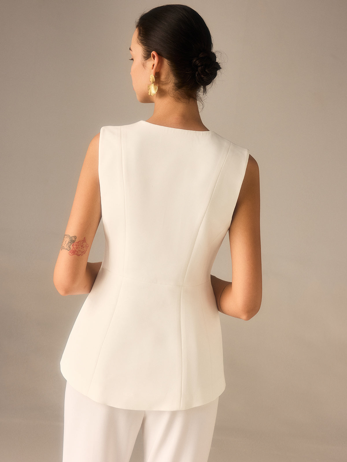 Sienna Women's Vest | Woven Fabric, V-Neckline, Single-Button Closure