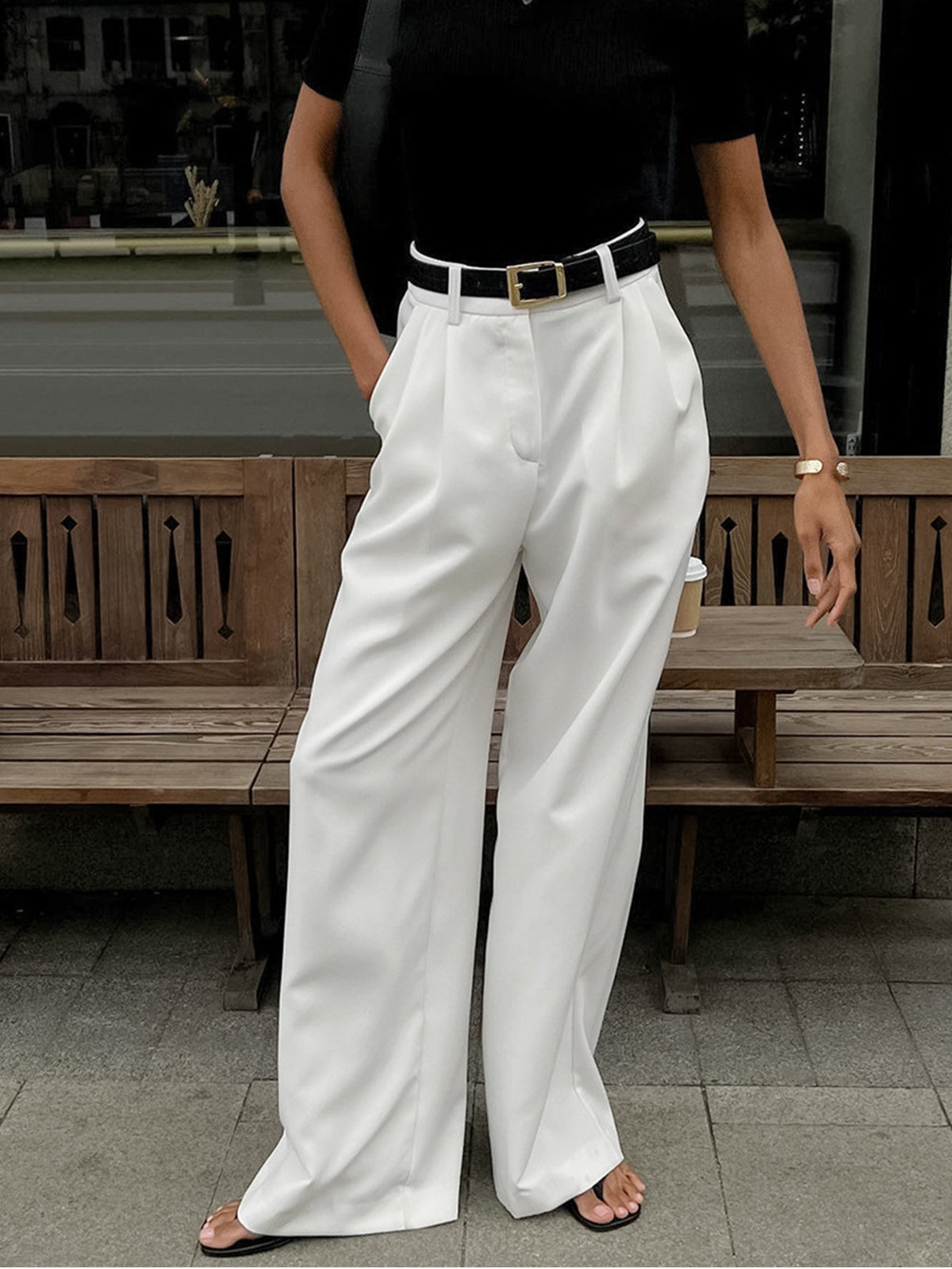 Sienna Women's Wide Leg Pants | Woven Fabric, Regular Fit