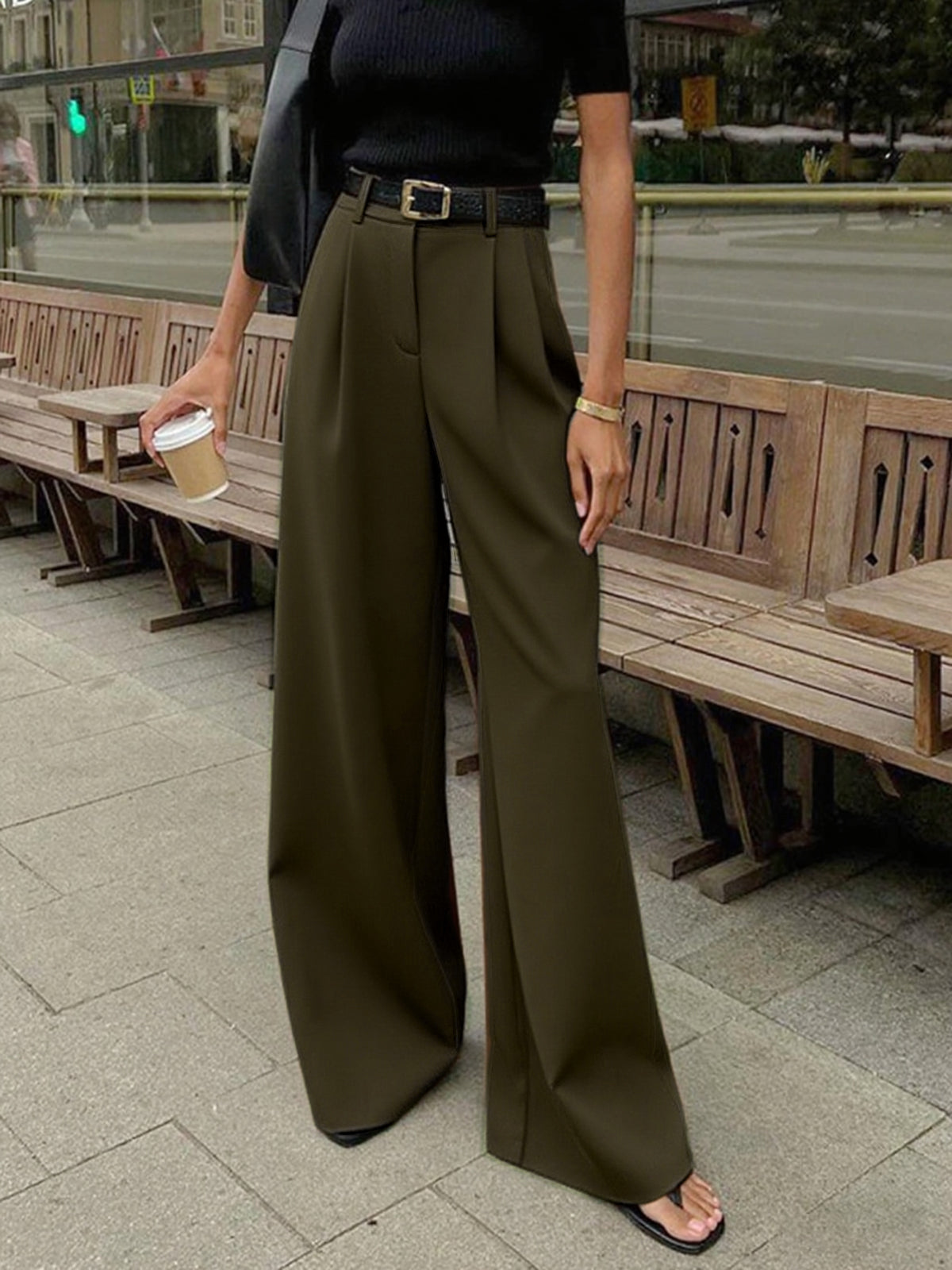 Sienna Women's Wide Leg Pants | Woven Fabric, Regular Fit