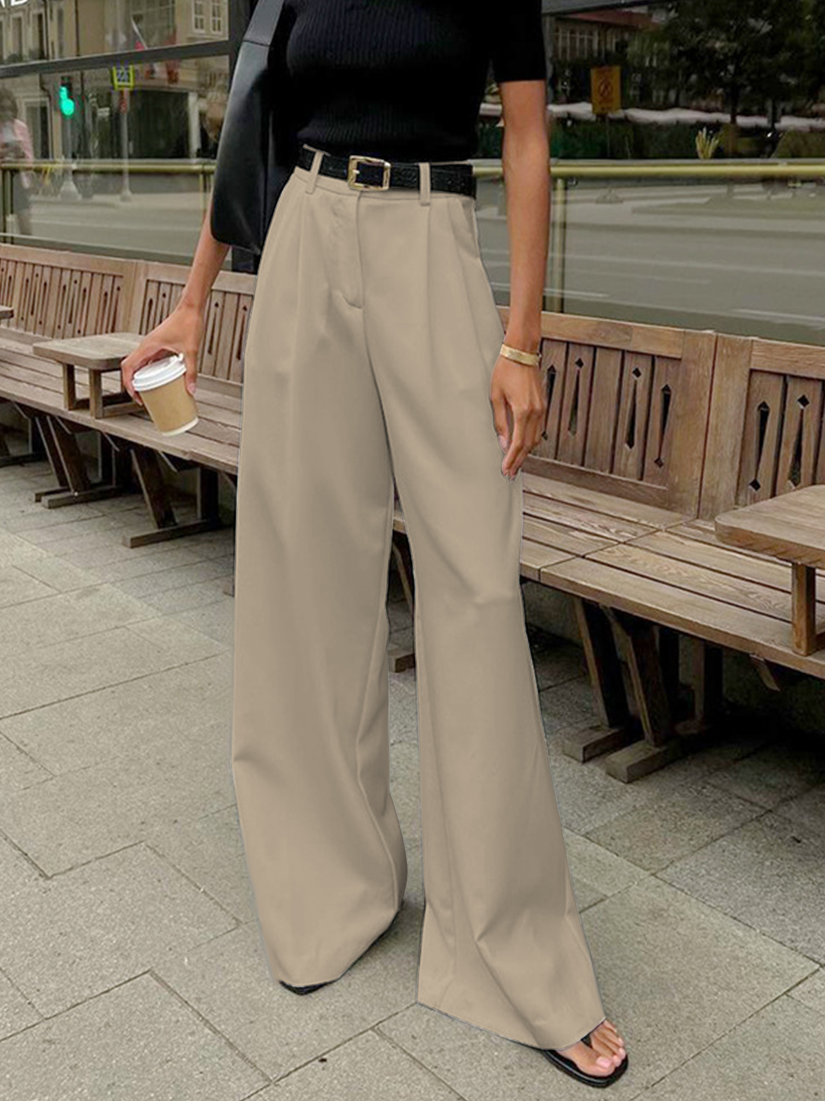 Sienna Women's Wide Leg Pants | Woven Fabric, Regular Fit